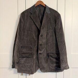 CORNELIANI ID Men’s IT 56 / US 46 48 Brown Cotton Blazer Sportcoat Jacket Velvet